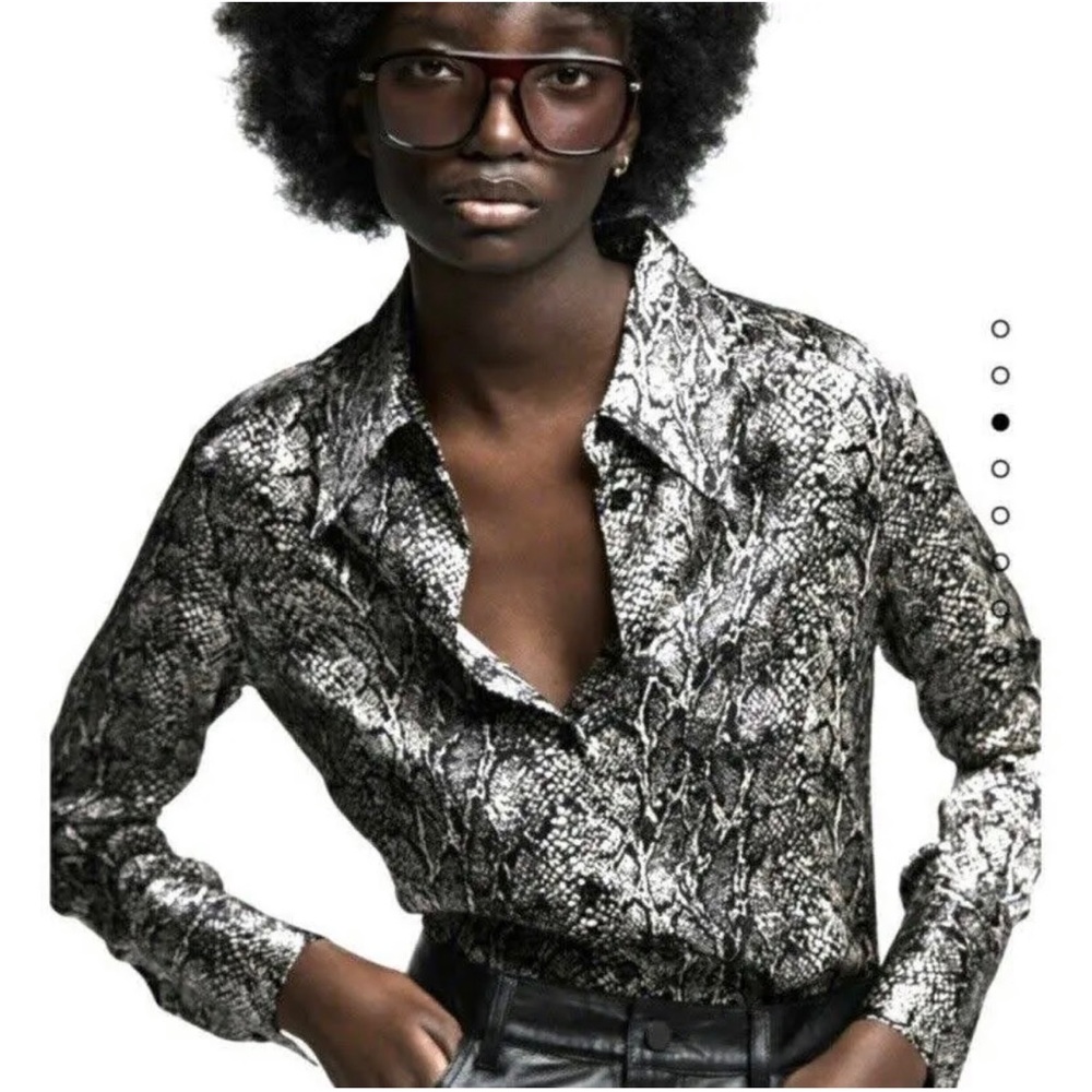 Zara satin snake print button up blouse medium never worn!